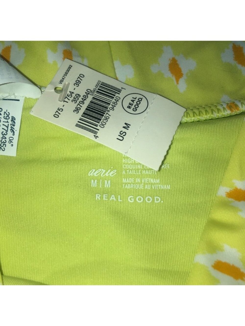 aerie Yellow & White Patterned High Waist Bikini Bottom - Picture 2 of 5